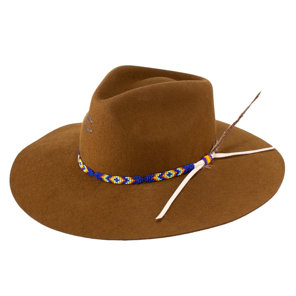 Charlie 1 Horse Gypsy Small Felt Hat Acron Beaded Band Western Wide Brim Brown